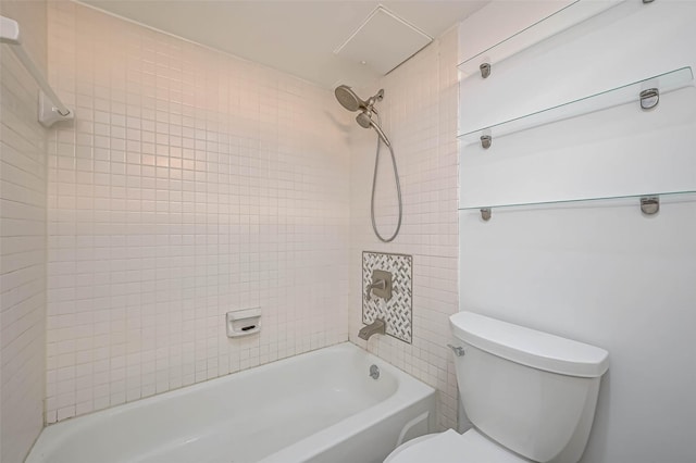 bathroom with toilet and shower / bath combination