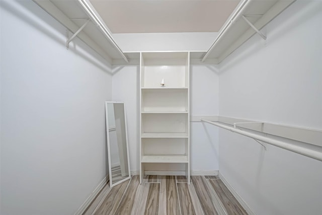 walk in closet featuring wood finished floors