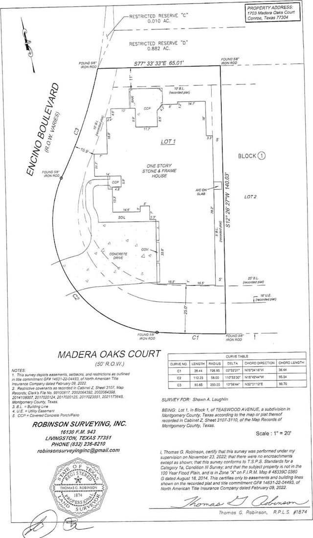 1703 Madera Oaks Ct, Conroe, TX 77304 - survey map / technical document