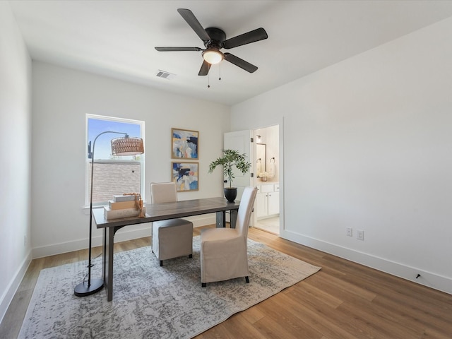 930 Mansfield St, Houston, TX 77091 - office with light wood finished floors, baseboards, and ceiling fan