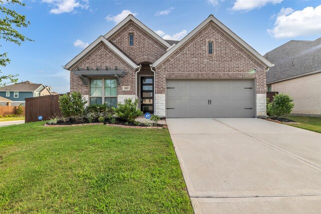 11822 Radura Rd, Humble, TX 77346 - french provincial home featuring brick siding, driveway, an attached garage, and stone siding