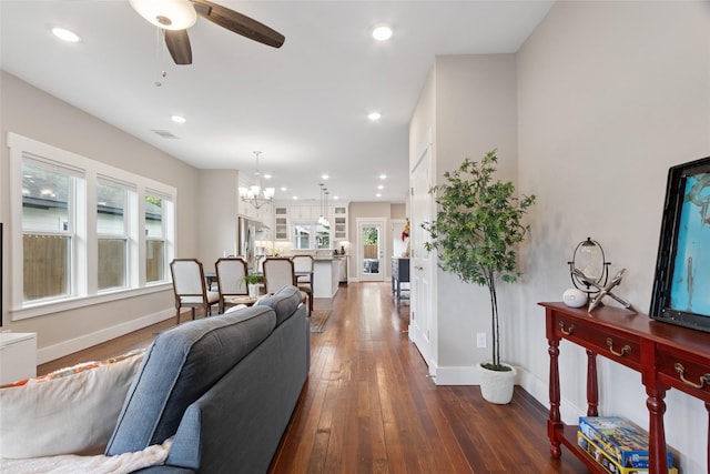 2714 Gano St, Houston, TX 77009 - living area with baseboards, wood-type flooring, plenty of natural light, and recessed lighting
