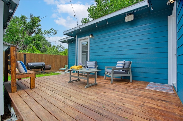 2714 Gano St, Houston, TX 77009 - wooden terrace featuring fence and grilling area