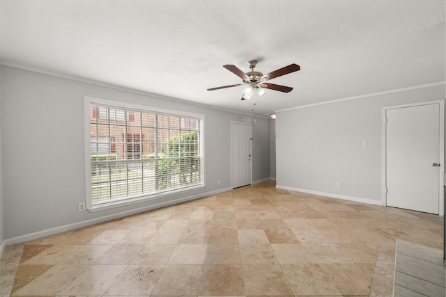 4166 Belle Park Dr Unit 4166, Houston, TX 77072 - empty room with ceiling fan, ornamental molding, and baseboards