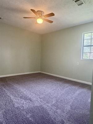 612 S 15th St, Nederland, TX 77627 - unfurnished room featuring baseboards, carpet, a ceiling fan, and a textured ceiling