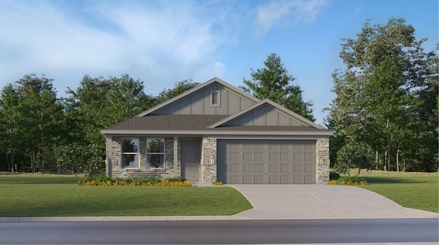 281 Douglas Hills Dr, Magnolia, TX 77354 - view of front of house with board and batten siding, a garage, a front lawn, and driveway