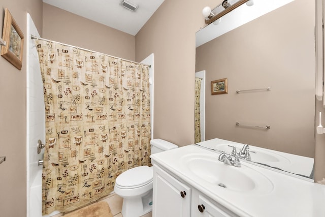 11843 Leaf Oak Dr, Houston, TX 77065 - bathroom with toilet, vanity, tile patterned floors, and shower / bathtub combination with curtain