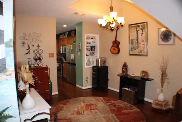 2619 Sailboat Dr, Houston, TX 77058 - dining space with a chandelier, dark wood-type flooring, and baseboards
