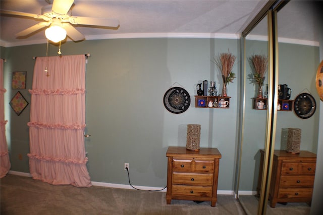 2619 Sailboat Dr, Houston, TX 77058 - carpeted bedroom featuring baseboards, a closet, and a ceiling fan
