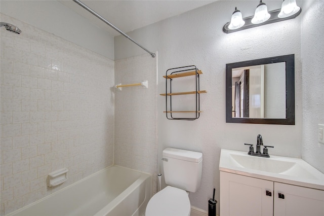 full bath featuring toilet, shower / tub combination, and vanity