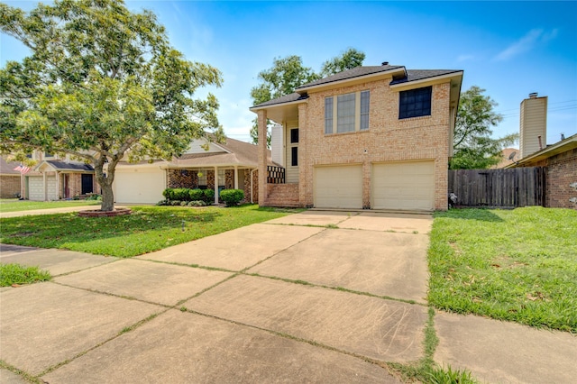 view of front of property featuring brick siding, a garage, and driveway