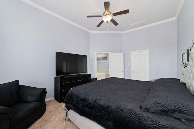 29122 Artic Brook Ln, Fulshear, TX 77441 - carpeted bedroom with crown molding, a ceiling fan, and baseboards