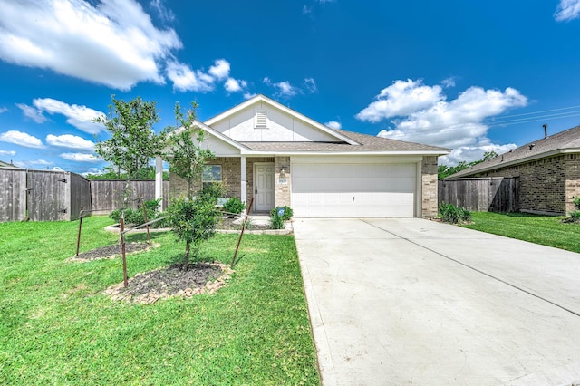 9927 Archdale Spring Dr, Baytown, TX 77521 - ranch-style house featuring brick siding, concrete driveway, a garage, and roof with shingles