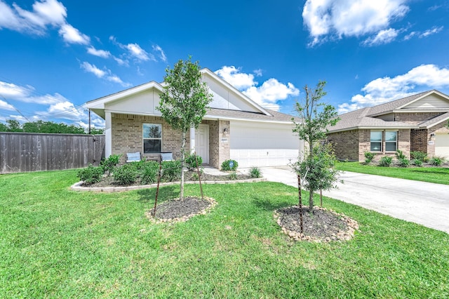 9927 Archdale Spring Dr, Baytown, TX 77521 - ranch-style house with driveway, brick siding, and a garage