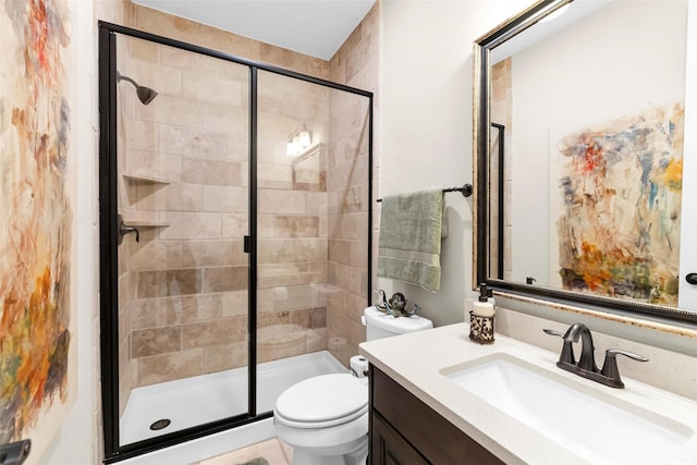 222 Reynosa Ct, Pinehurst, TX 77362 - bathroom with a shower stall, toilet, and vanity