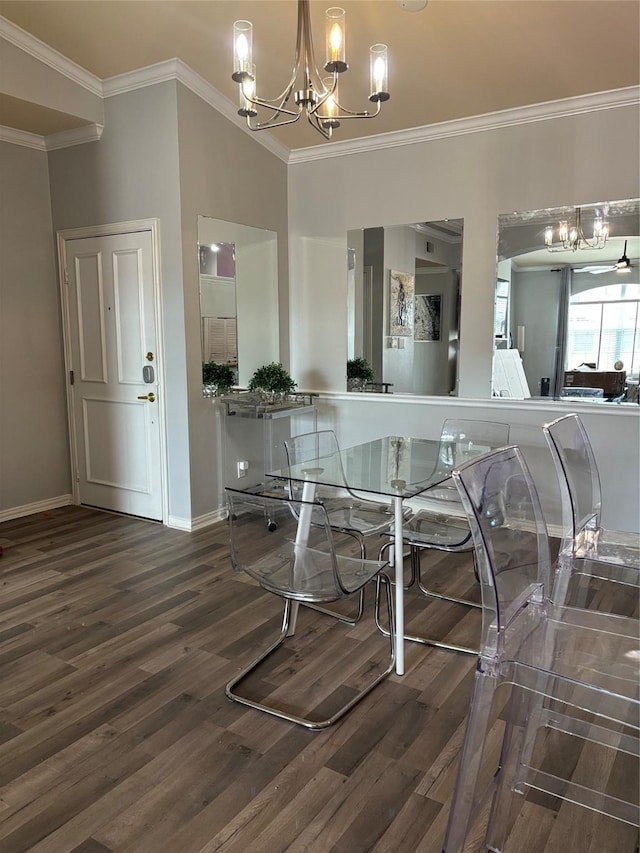 2111 Welch St Unit A307, Houston, TX 77019 - dining room with a chandelier, wood finished floors, ornamental molding, and baseboards