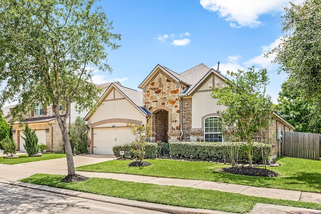 6230 Ledger Ln, Missouri City, TX 77459 - view of front of house featuring stone siding, stucco siding, concrete driveway, and an attached garage