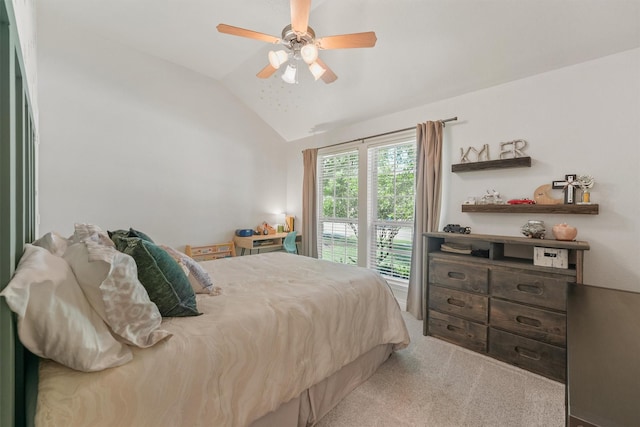 28803 Crested Butte Dr, Katy, TX 77494 - carpeted bedroom featuring vaulted ceiling and ceiling fan