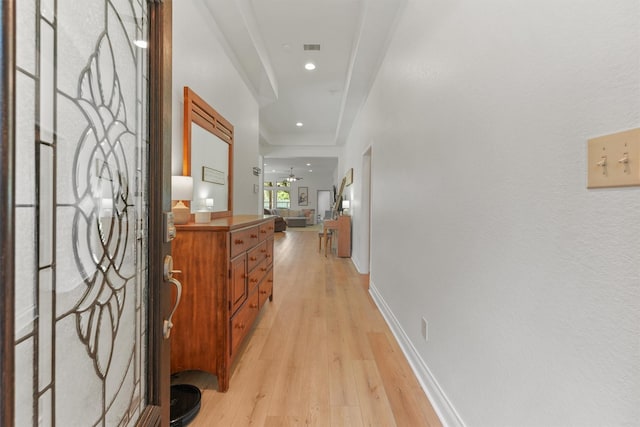 28803 Crested Butte Dr, Katy, TX 77494 - corridor featuring light wood-style flooring, baseboards, and recessed lighting