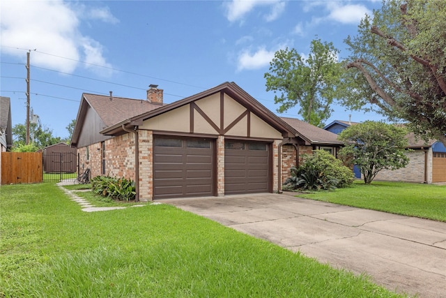 view of front of home featuring a garage, driveway, a gate, and brick siding