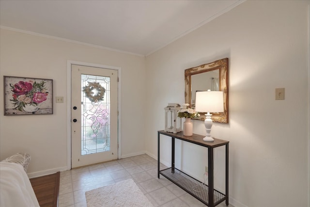 111 Circle Dr, Cleveland, TX 77327 - foyer featuring crown molding and light tile patterned floors