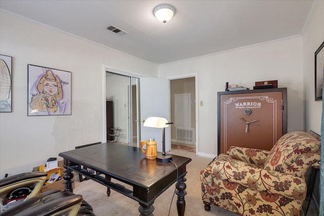 111 Circle Dr, Cleveland, TX 77327 - home office with light colored carpet and ornamental molding