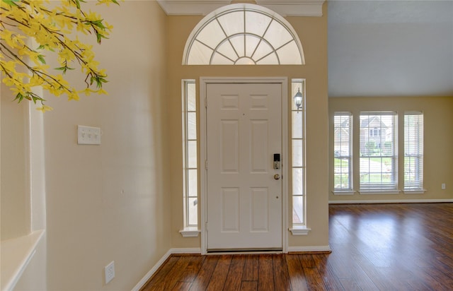 1826 Oak Lodge Dr, Pearland, TX 77581 - foyer with dark wood-style flooring and baseboards