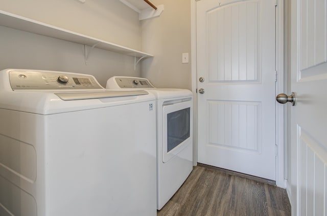 3514 Vivaldi Dr, Katy, TX 77493 - laundry area with washer and dryer and dark wood-style floors