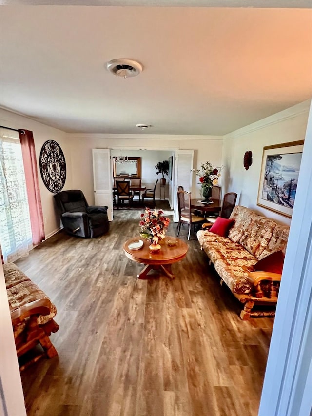 205 Cathy Dr, Hallettsville, TX 77964 - living area with wood finished floors and crown molding