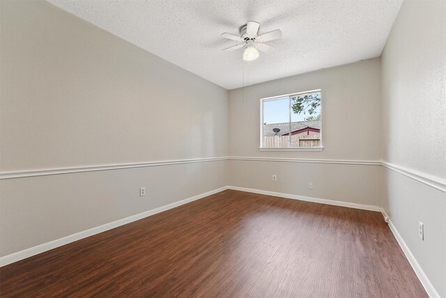 12215 Oldenburg Ln, Houston, TX 77065 - unfurnished room with ceiling fan, wood finished floors, a textured ceiling, and baseboards
