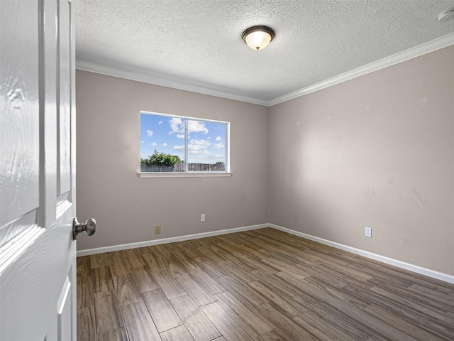 1726 Meadow Green Dr, Missouri City, TX 77489 - unfurnished room with wood finished floors, a textured ceiling, crown molding, baseboards, and a smoke detector