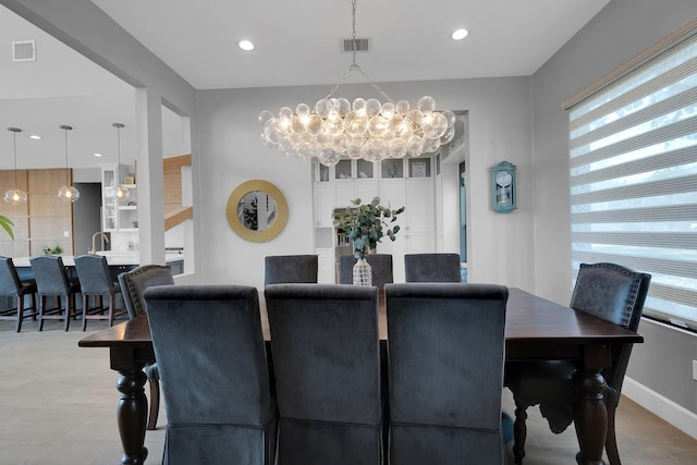 26511 Meadow Ln, Katy, TX 77494 - dining room featuring a chandelier, healthy amount of natural light, recessed lighting, and baseboards