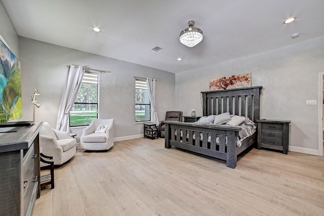 26511 Meadow Ln, Katy, TX 77494 - bedroom with light wood-type flooring, baseboards, and recessed lighting