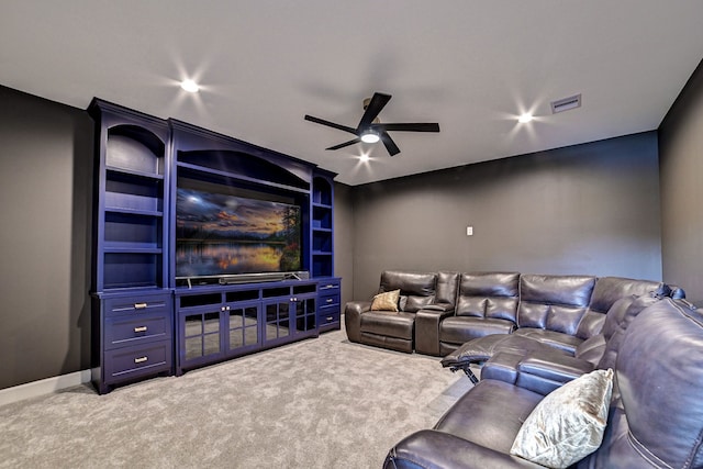 26511 Meadow Ln, Katy, TX 77494 - living room featuring ceiling fan, carpet, and baseboards