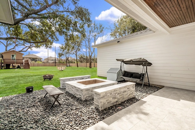 26511 Meadow Ln, Katy, TX 77494 - view of patio with a fire pit