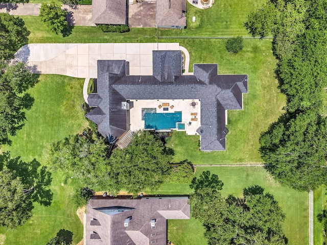 2911 S Saddlebrook Ln, Katy, TX 77494 - view from above of property featuring a pool