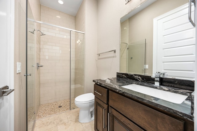 2911 S Saddlebrook Ln, Katy, TX 77494 - full bath featuring a shower stall, vanity, and recessed lighting