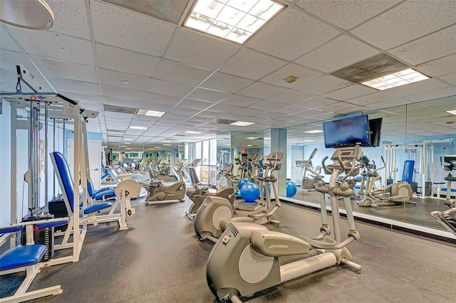 2016 Main St Unit 1208, Houston, TX 77002 - workout area featuring a paneled ceiling