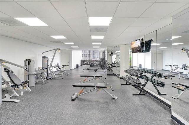 2016 Main St Unit 1208, Houston, TX 77002 - gym with a drop ceiling