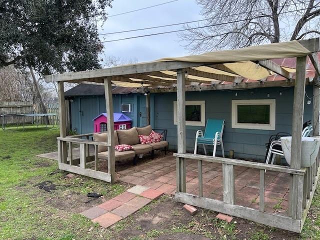 view of patio featuring a trampoline