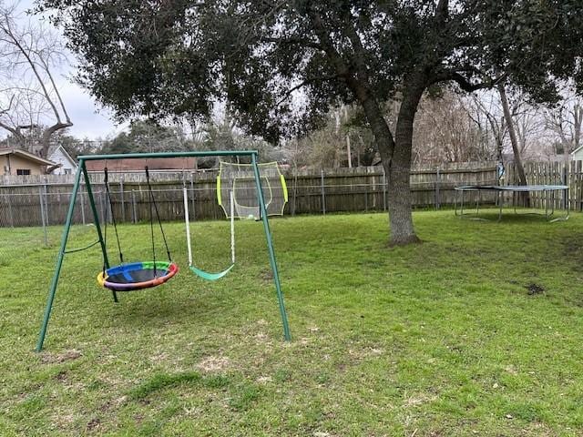 view of playground featuring a trampoline