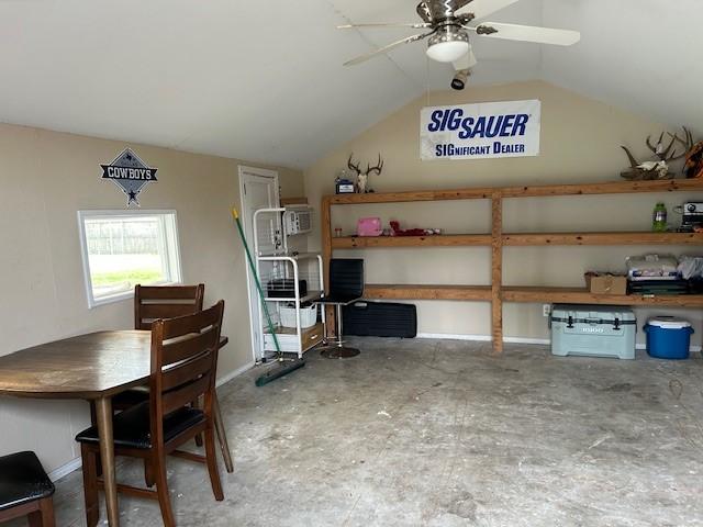 storage room featuring a ceiling fan