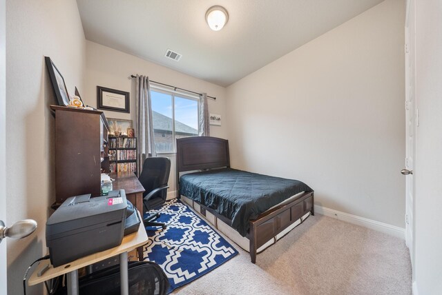 24323 Salts Mill Dr, Katy, TX 77493 - bedroom with baseboards, carpet, an office area, and lofted ceiling
