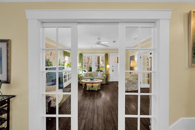418 Byrne St, Houston, TX 77009 - entryway with a ceiling fan and wood finished floors