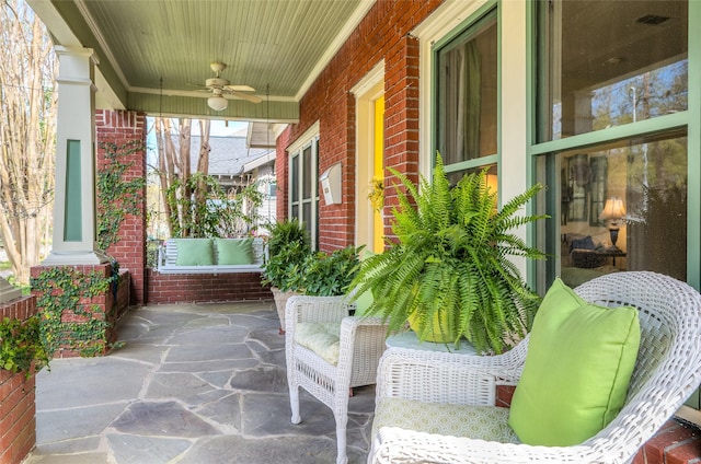 418 Byrne St, Houston, TX 77009 - view of patio / terrace featuring a porch and ceiling fan