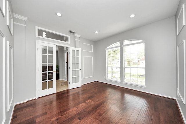 8742 Melting Shadows Ln, Houston, TX 77095 - unfurnished room with french doors, hardwood / wood-style flooring, and recessed lighting