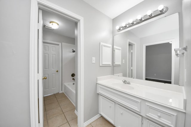 8742 Melting Shadows Ln, Houston, TX 77095 - bathroom featuring tile patterned flooring, vanity, bathtub / shower combination, and baseboards