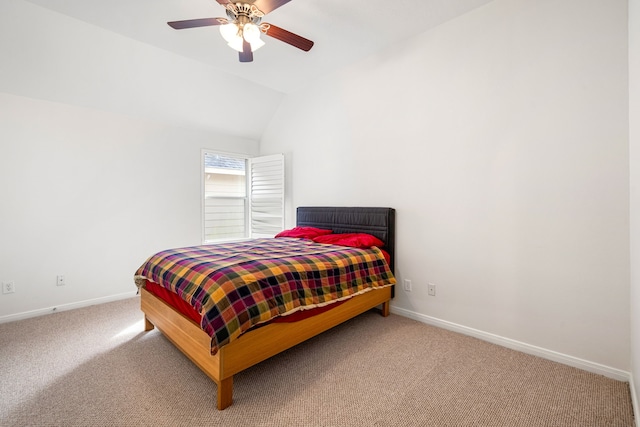 2107 Pearl Bay Ct, Pearland, TX 77584 - bedroom with carpet floors, baseboards, lofted ceiling, and ceiling fan