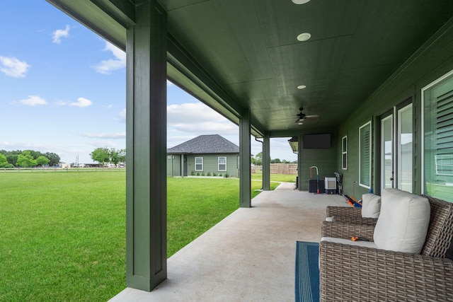 9603 Neon Moon Dr, Needville, TX 77461 - view of patio featuring ceiling fan