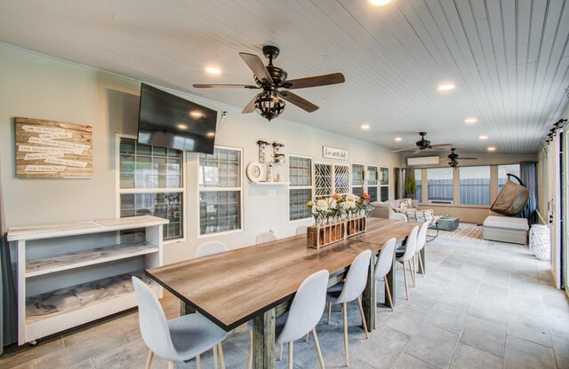 2519 Bradburn Hill Ln, Houston, TX 77014 - dining area with recessed lighting, a ceiling fan, and wood ceiling